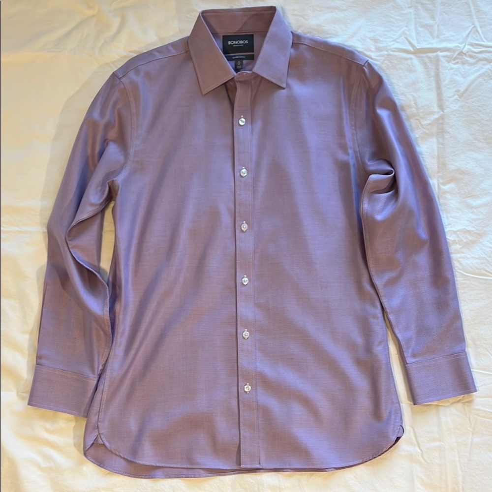 Bonobos Men’s Wrinkle-Free Dress Shirt in Tailored Slim Fit — Purple — 16/33